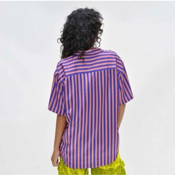 Stussy Striped Silk Shirt  pink and blue button down large - Picture 4 of 15